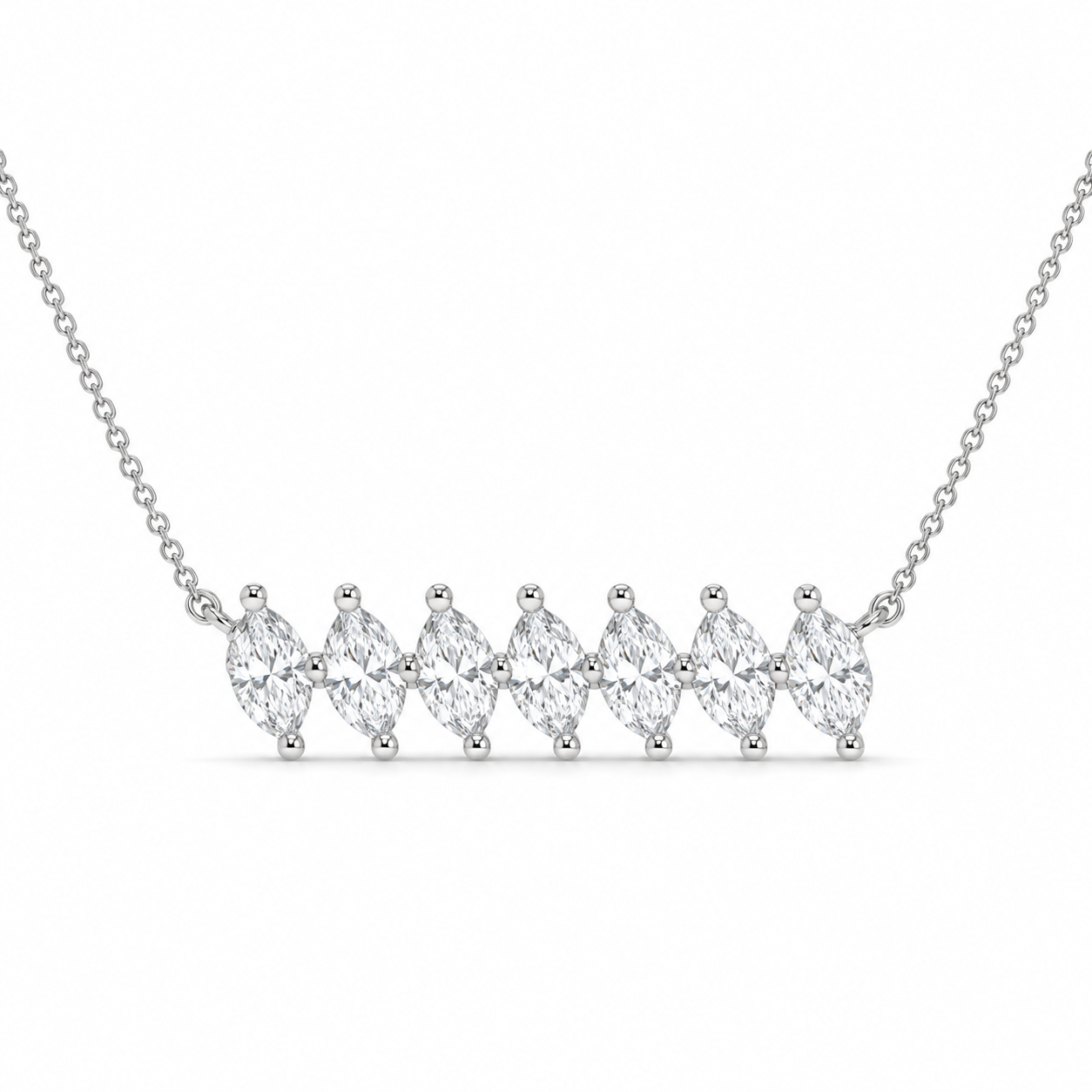 0.84 CT Marquise Diamond Bar Pendant Necklace