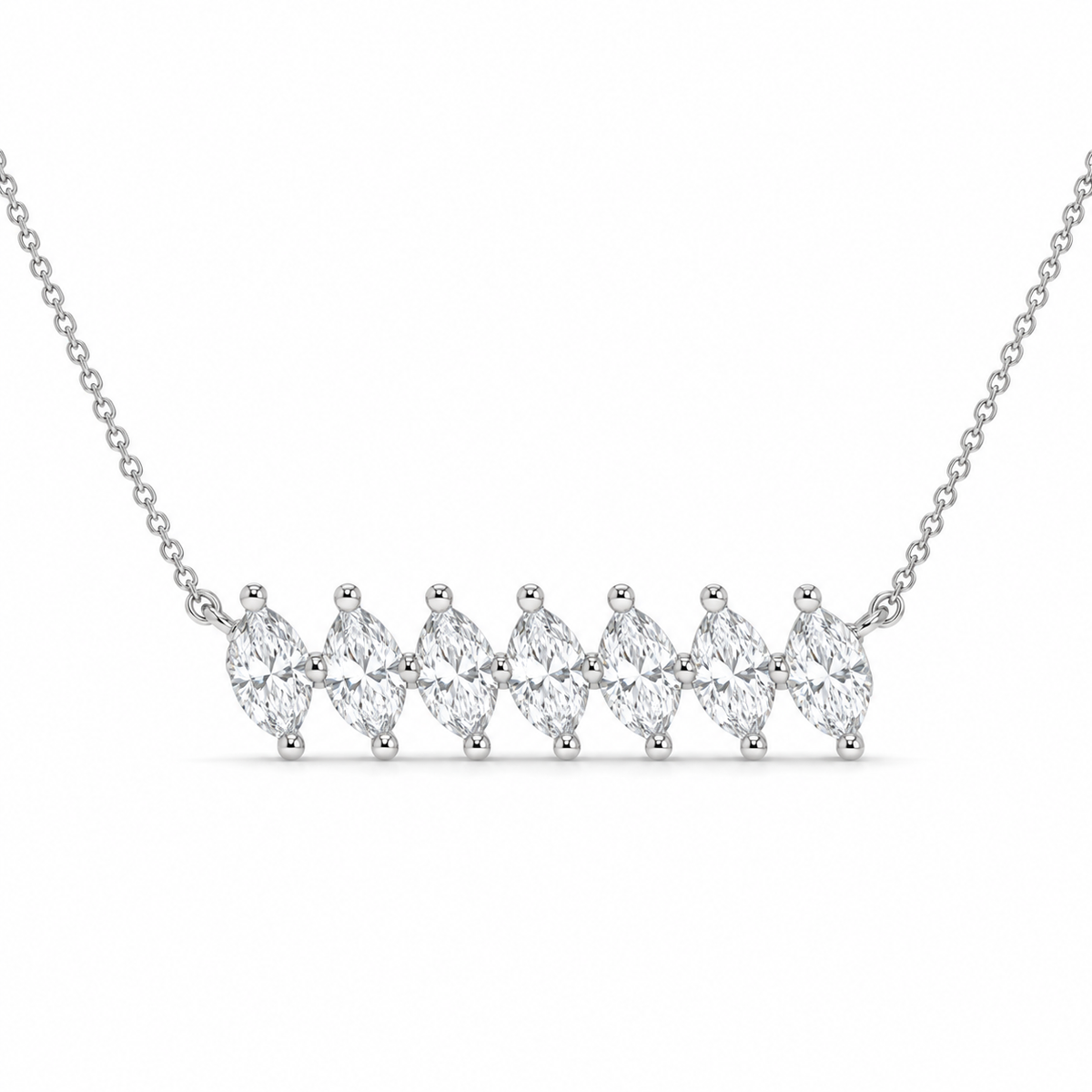 0.84 CT Marquise Diamond Bar Pendant Necklace