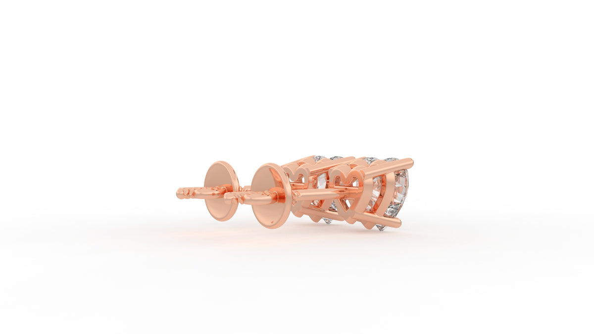 3.00 CTW Heart-Shaped Diamond Stud Earrings