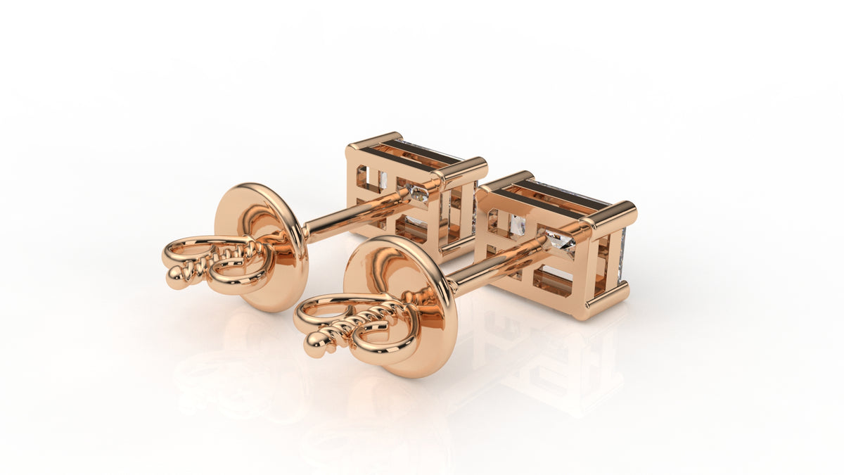 Emerald-Cut Diamond Stud Earrings