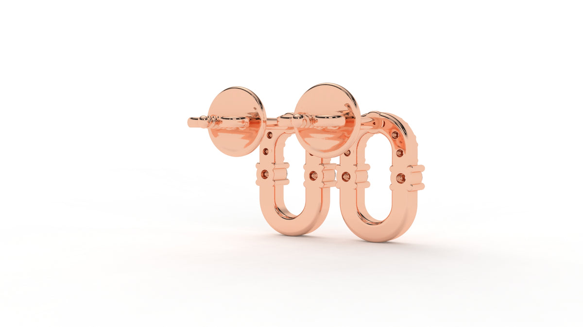 0.20 CTW Diamond Oval Link Stud Earrings