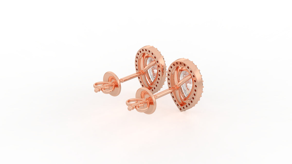 2.06 CTW Pear Cut Diamond Halo Stud Earrings