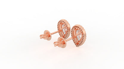 2.06 CTW Pear Cut Diamond Halo Stud Earrings