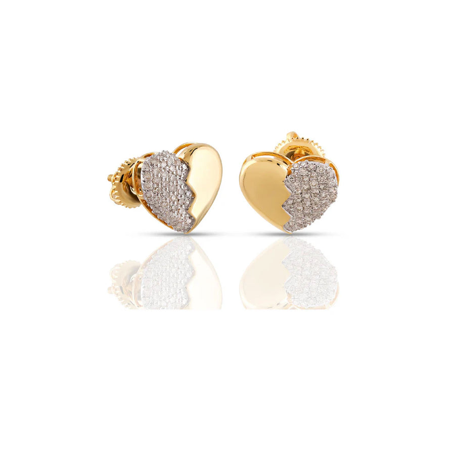 Broken Heart Lab-Grown Diamond Stud Earrings (Sterling Silver)