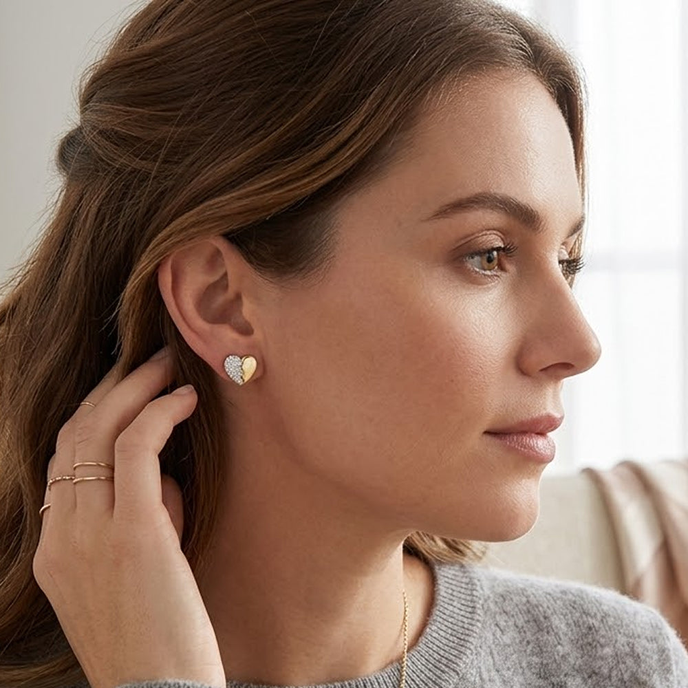 Broken Heart Lab-Grown Diamond Stud Earrings (Sterling Silver)