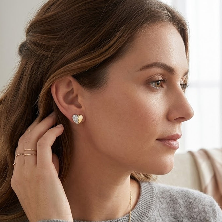 Broken Heart Lab-Grown Diamond Stud Earrings (Sterling Silver)