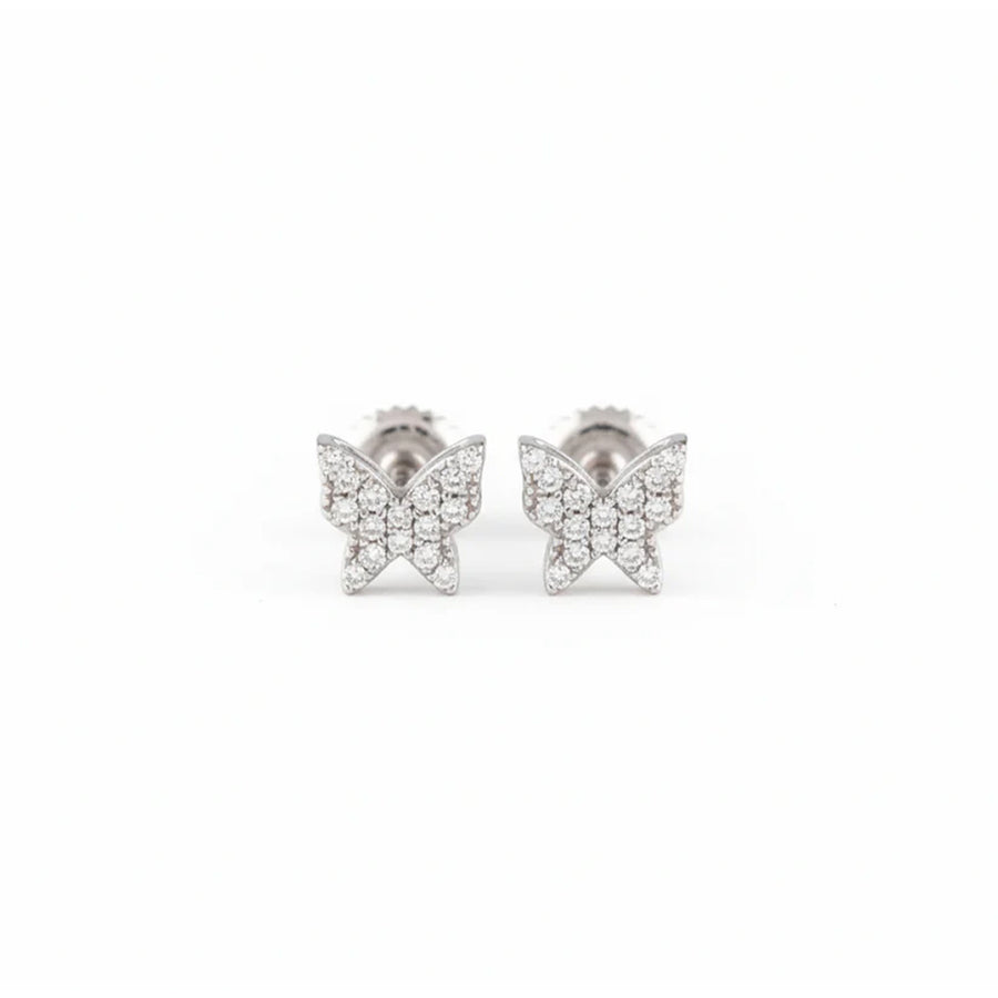 Butterfly Lab-Grown Diamond Stud Earrings (Sterling Silver)