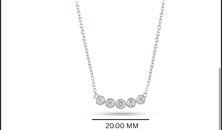 Lab-Grown Diamond Bezel-Set Graduated Curved Bar Necklace