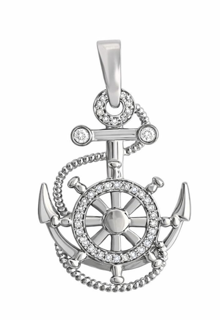2 Tone Diamond Fancy Anchor With Rope And Wheel