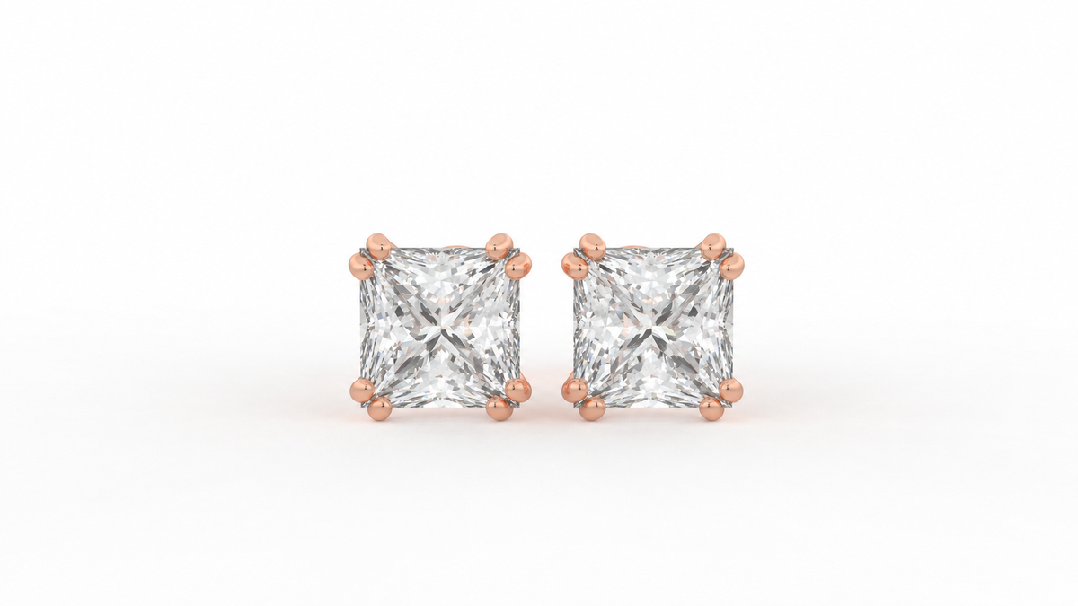 3.50 CTW Princess Cut Diamond Stud Earrings