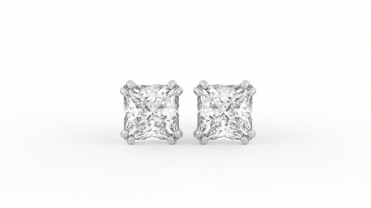 3.50 CTW Princess Cut Diamond Stud Earrings