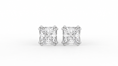 3.50 CTW Princess Cut Diamond Stud Earrings