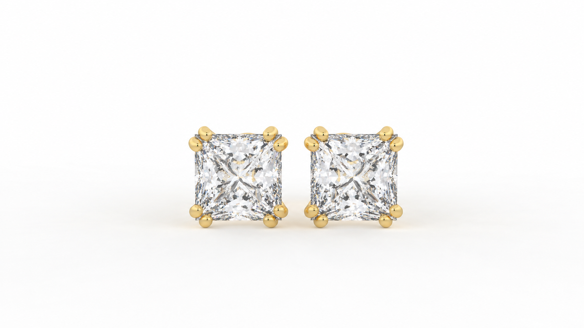 3.50 CTW Princess Cut Diamond Stud Earrings