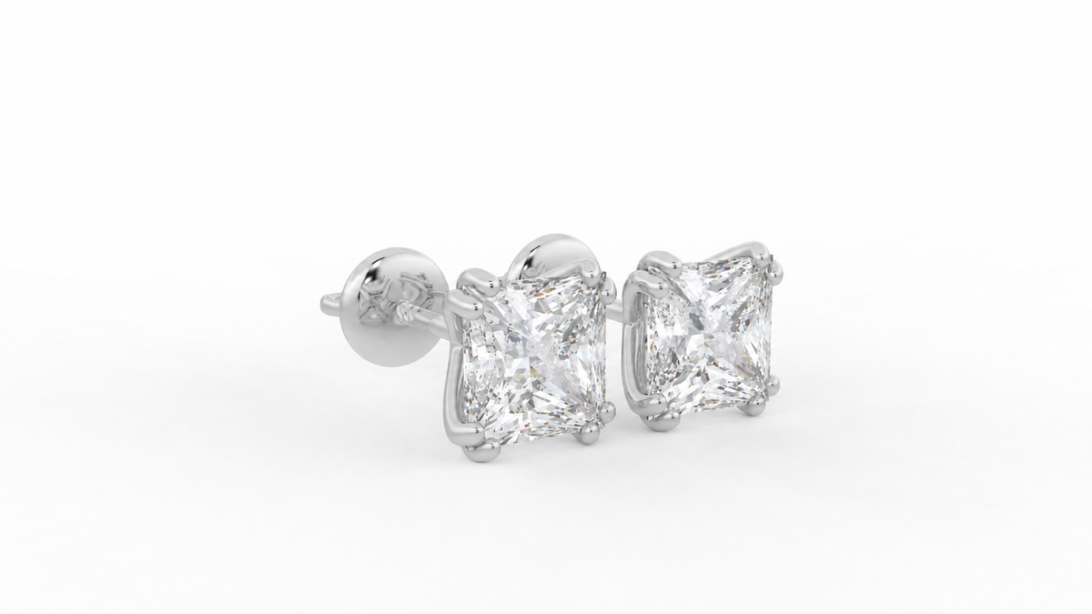 3.50 CTW Princess Cut Diamond Stud Earrings