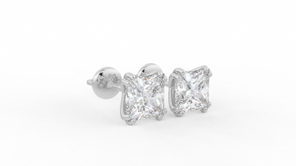 3.50 CTW Princess Cut Diamond Stud Earrings