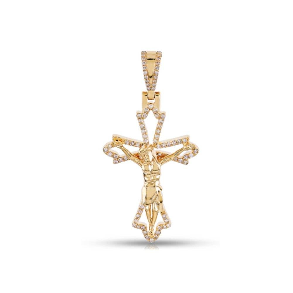 Crucifix Jesus Diamond Cross Pendant – Sterling Silver