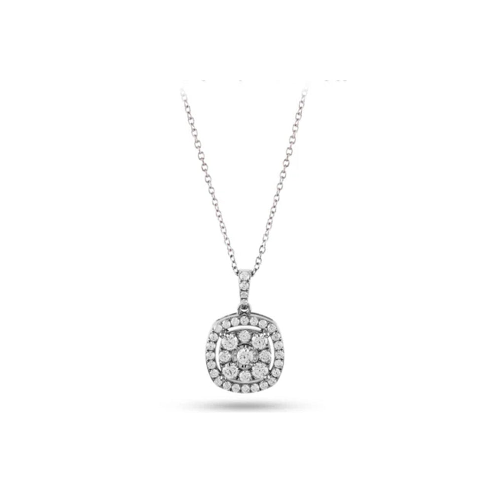Diamond Cushion Framed Pendant + Necklace