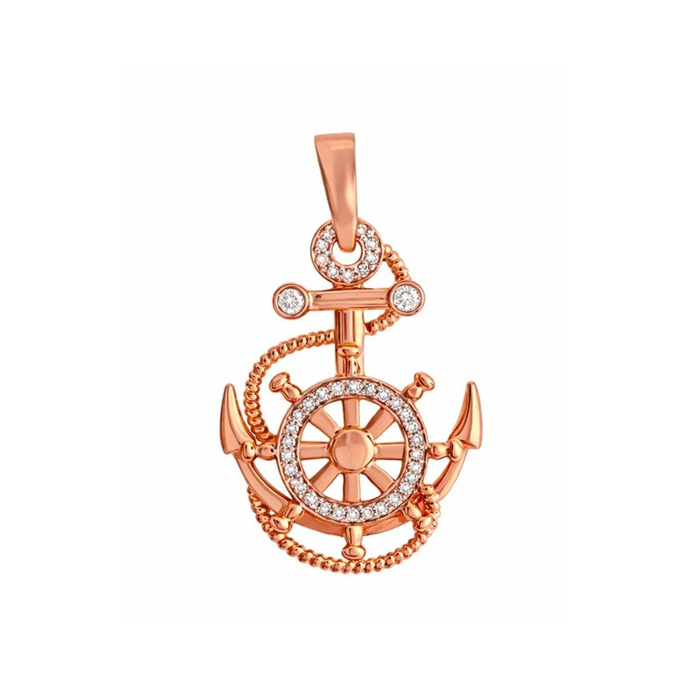 2 Tone Diamond Fancy Anchor With Rope And Wheel