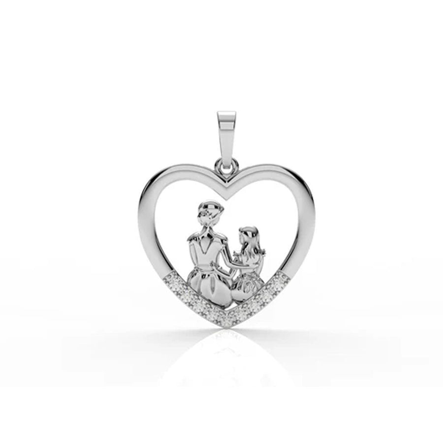 Diamond Mother & Child Heart Pendant – 0.26 CT | Sterling Silver