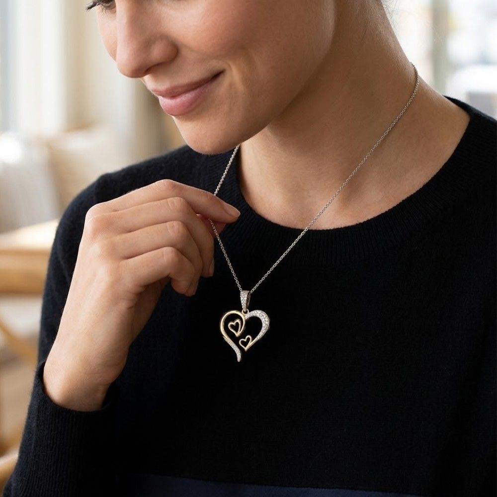 Diamond Double Heart Pendant GLAM NYC