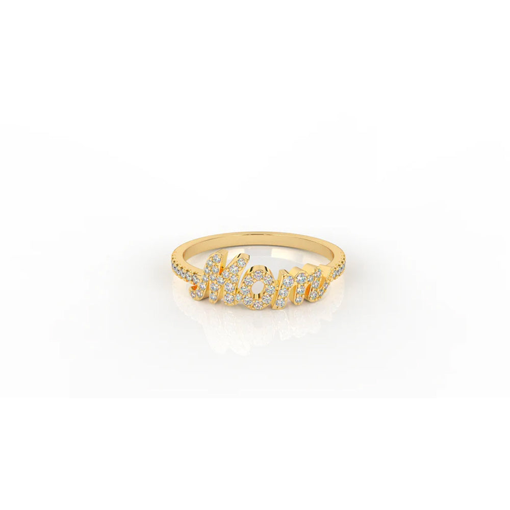 Diamond “Mom” Script Ring – 0.24 CT | Sterling Silver