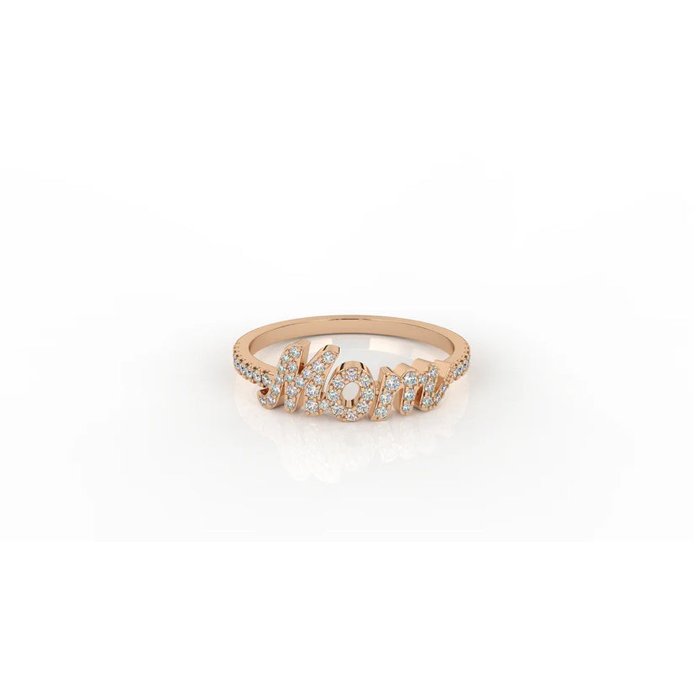 Diamond “Mom” Script Ring – 0.24 CT | Sterling Silver