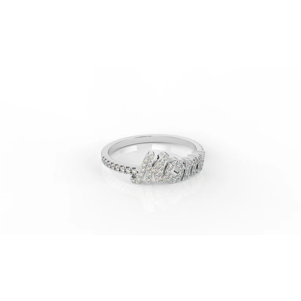 Diamond “Mom” Script Ring – 0.24 CT | Sterling Silver