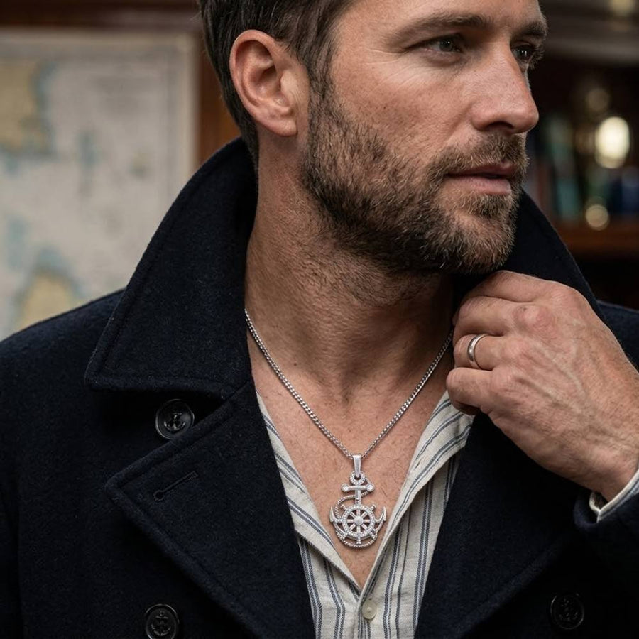 2 Tone Diamond Fancy Anchor With Rope And Wheel