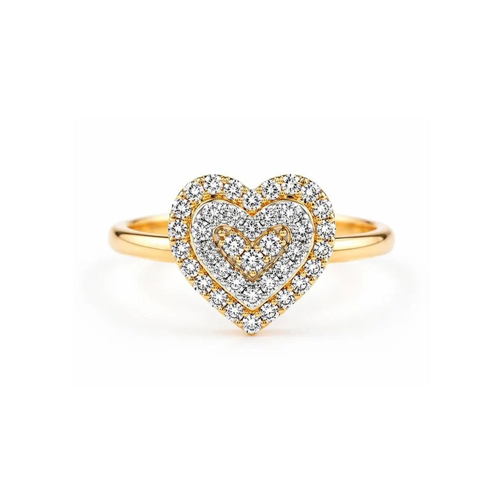 Double Heart Halo Lab-Grown Diamond Ring (Sterling Silver)
