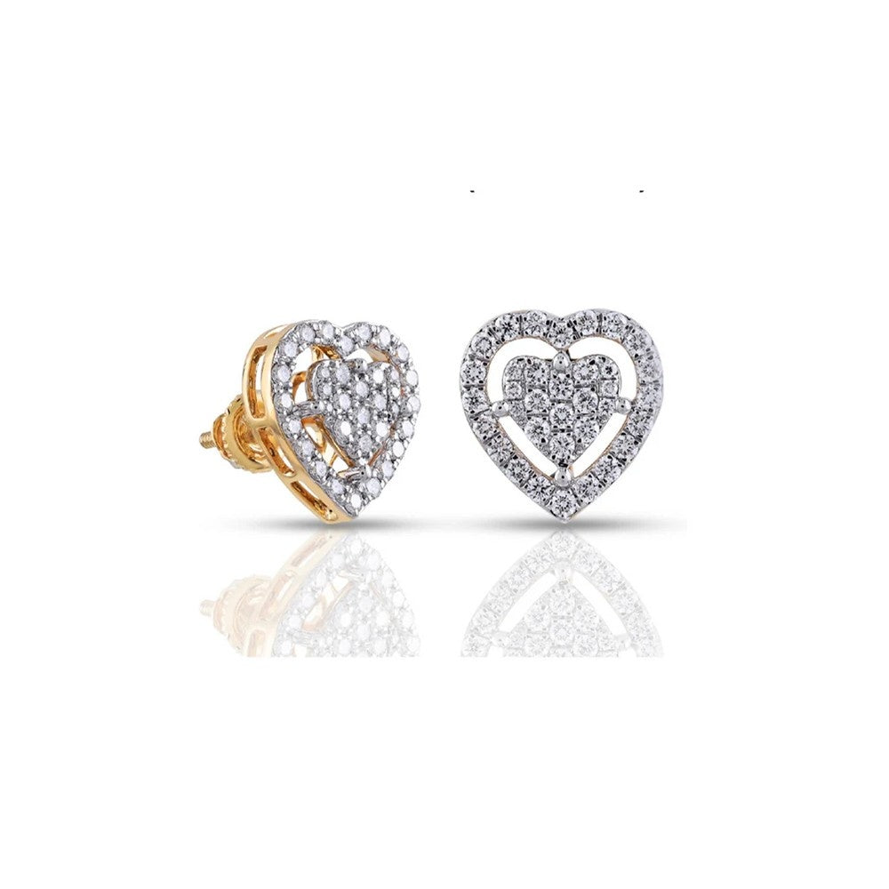 Double Heart Halo Lab-Grown Diamond Stud Earrings (Sterling Silver)