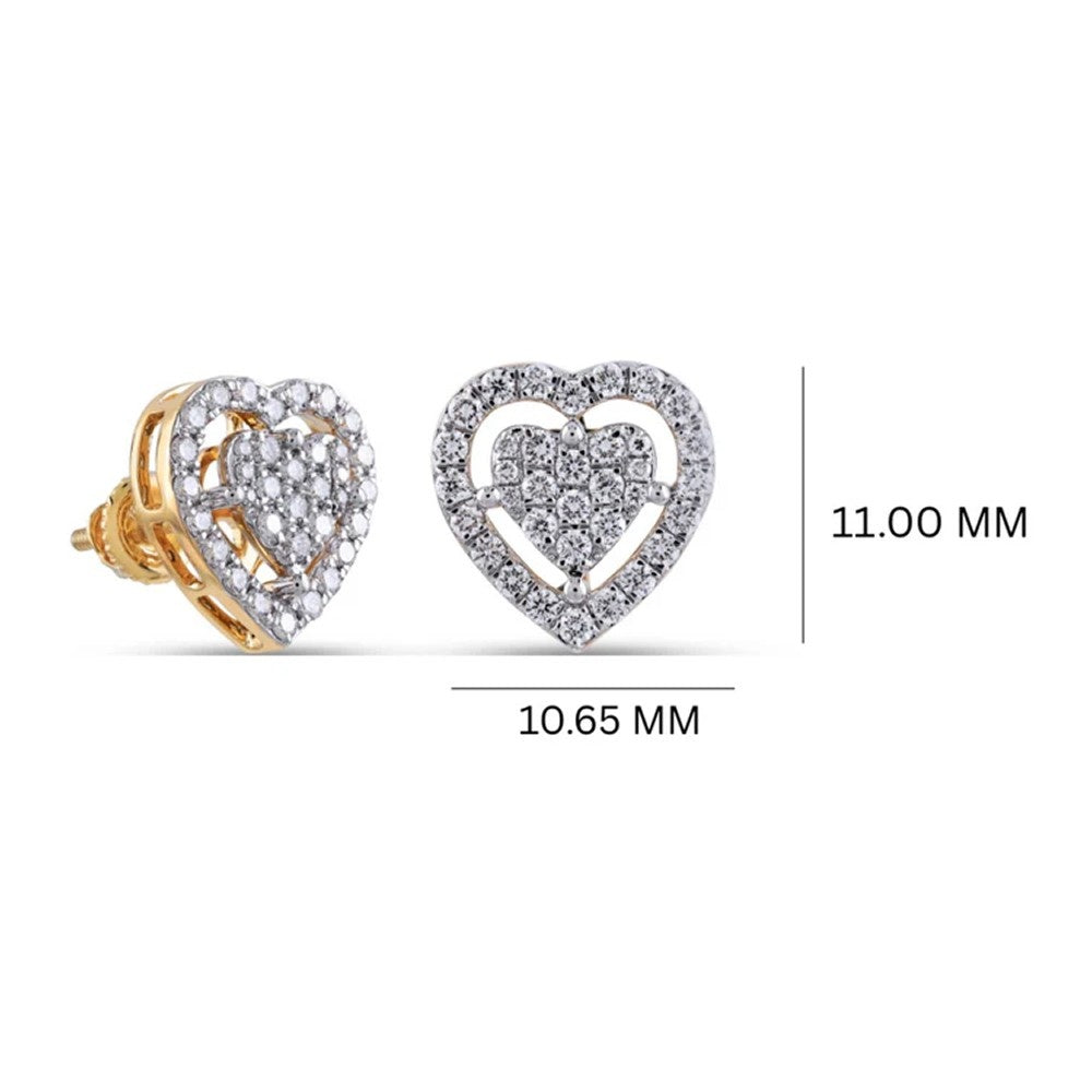 Double Heart Halo Lab-Grown Diamond Stud Earrings (Sterling Silver)