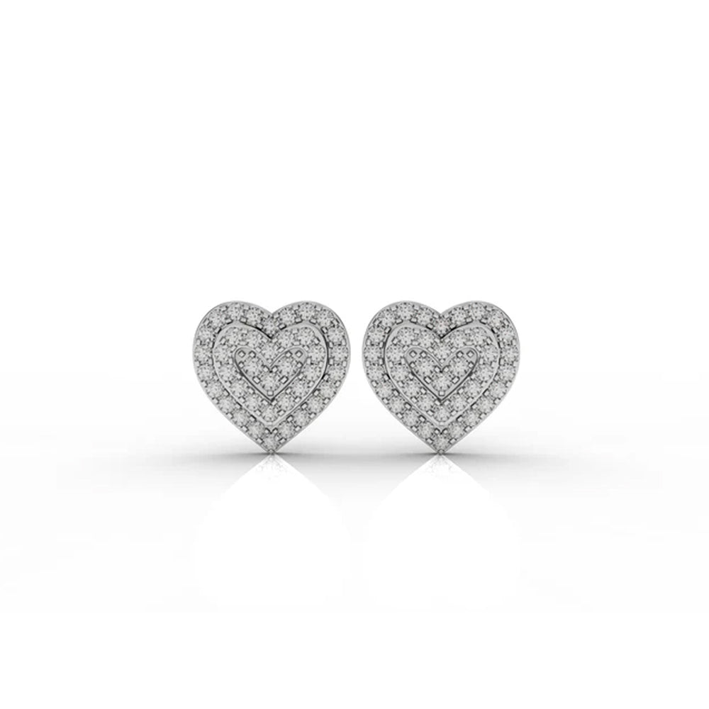 Double Heart Pavé Lab Diamond Stud Earrings