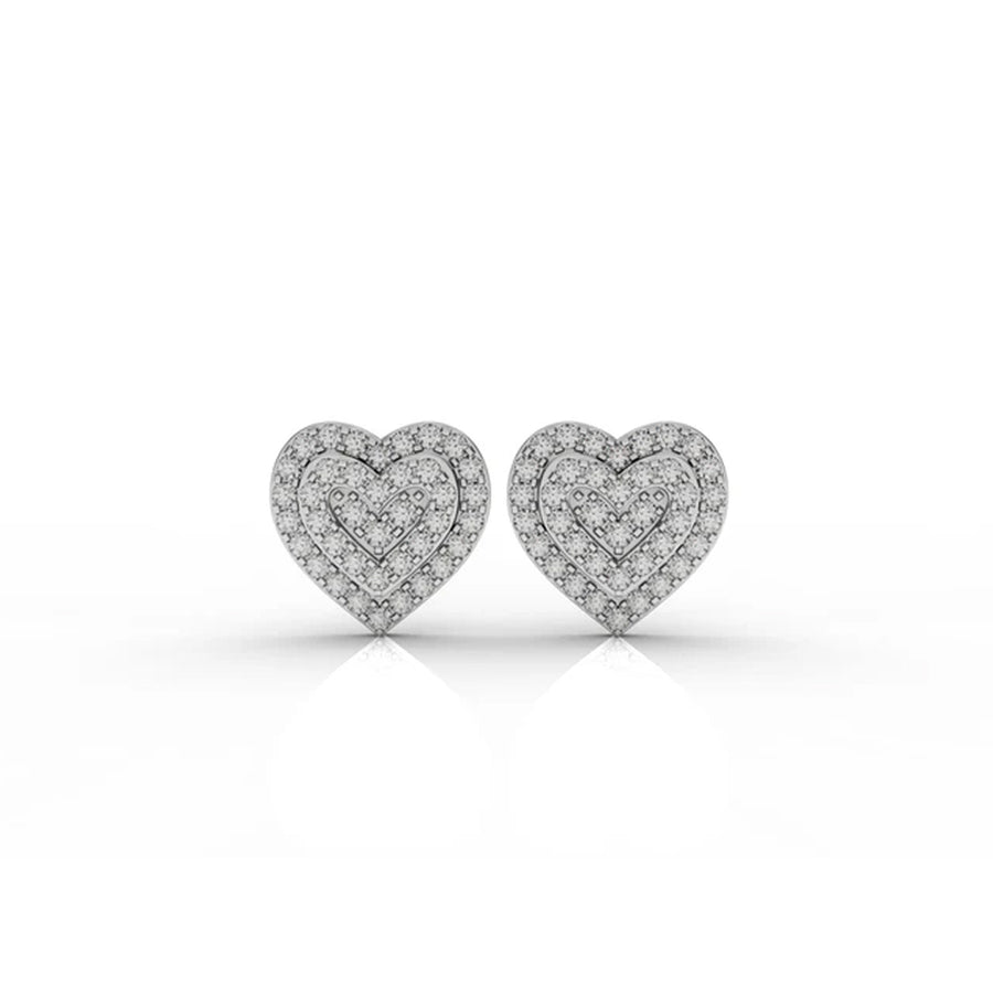 Double Heart Pavé Lab Diamond Stud Earrings
