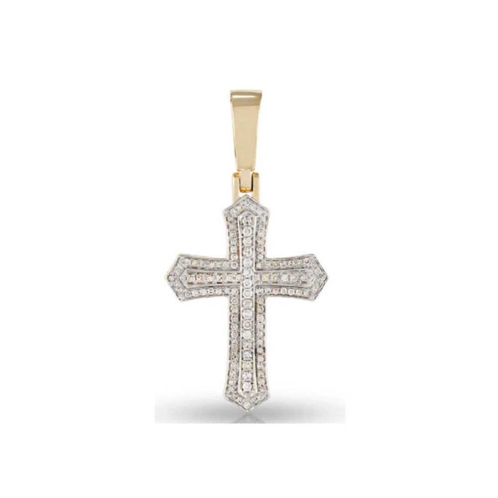 Double Row Iced Cross Pendant – Micro Pave Sterling Silver