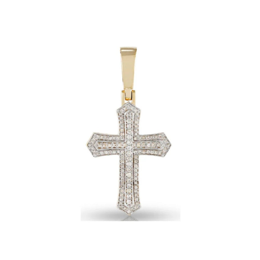 Double Row Iced Cross Pendant – Micro Pave Sterling Silver