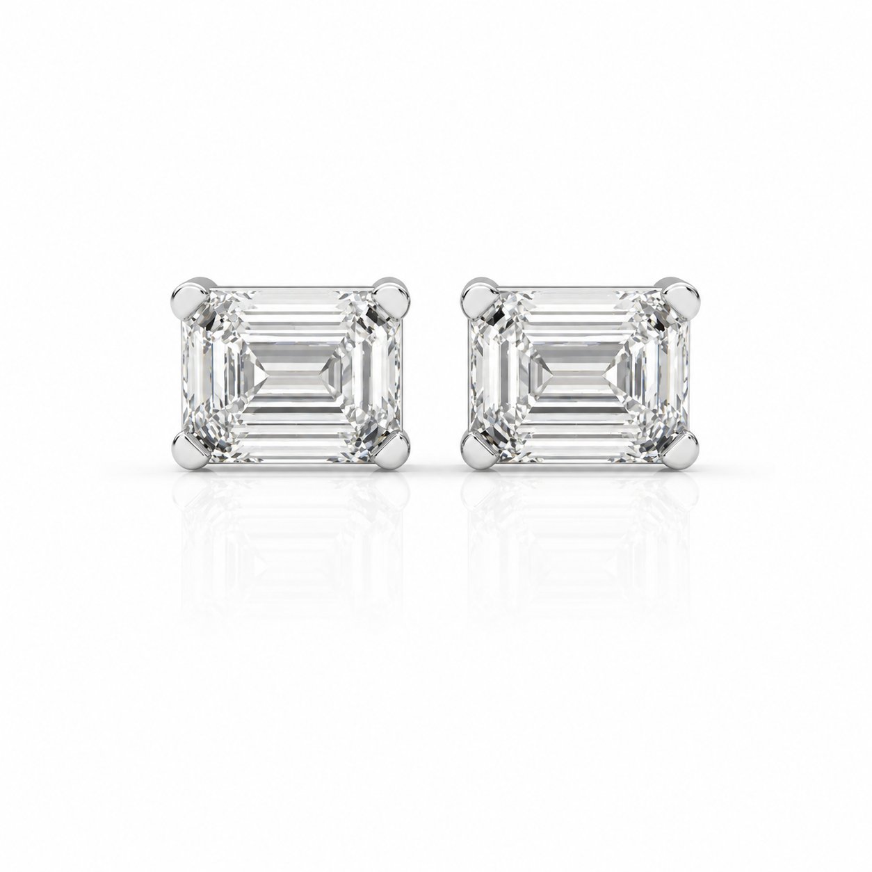 Emerald-Cut Diamond Stud Earrings