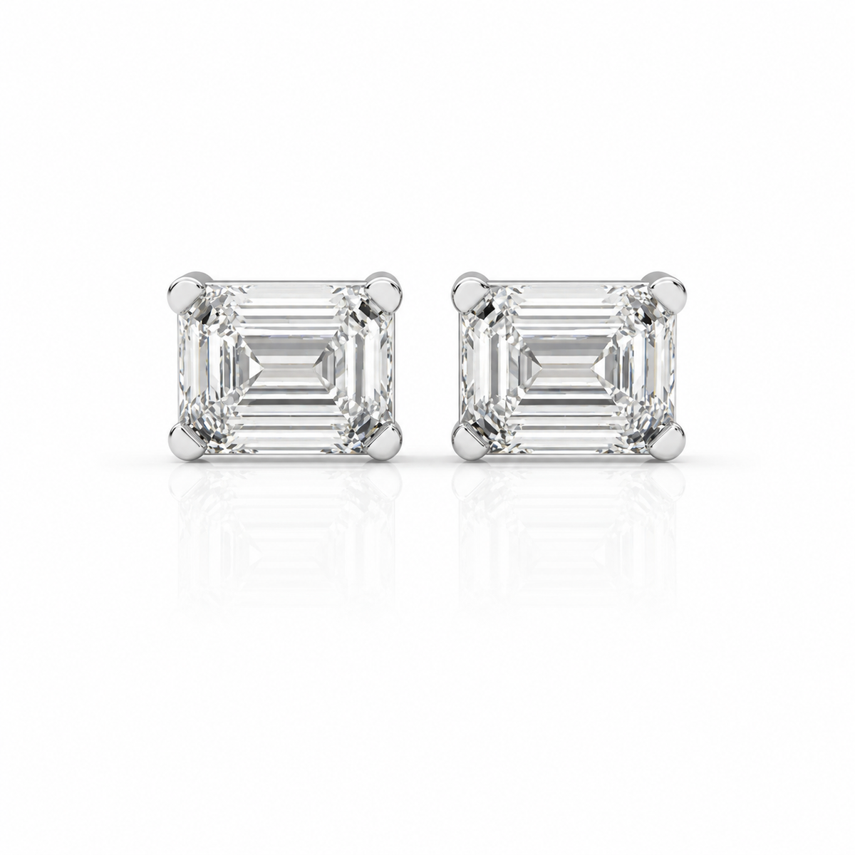 Emerald-Cut Diamond Stud Earrings