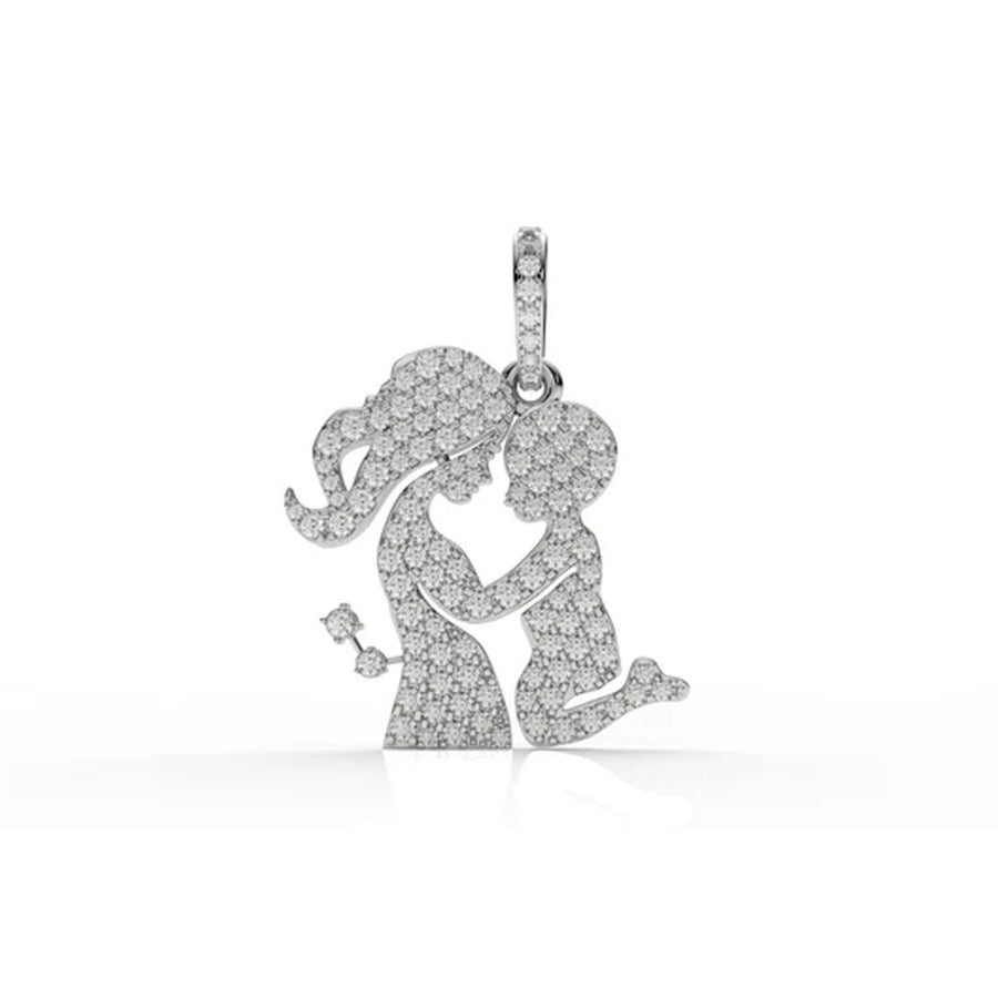Eternal Love Silhouette Pendant – Diamond mom and daughter Charm
