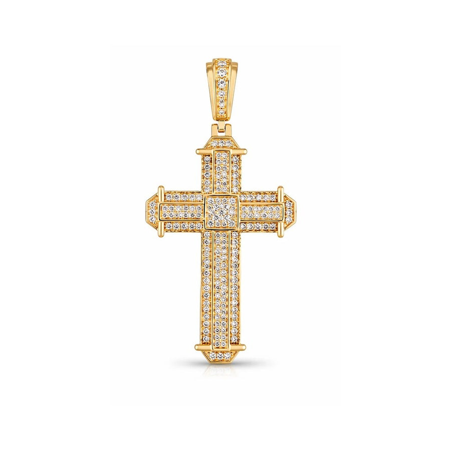 Full Pave Iced Cross Pendant – Statement Sterling Silver