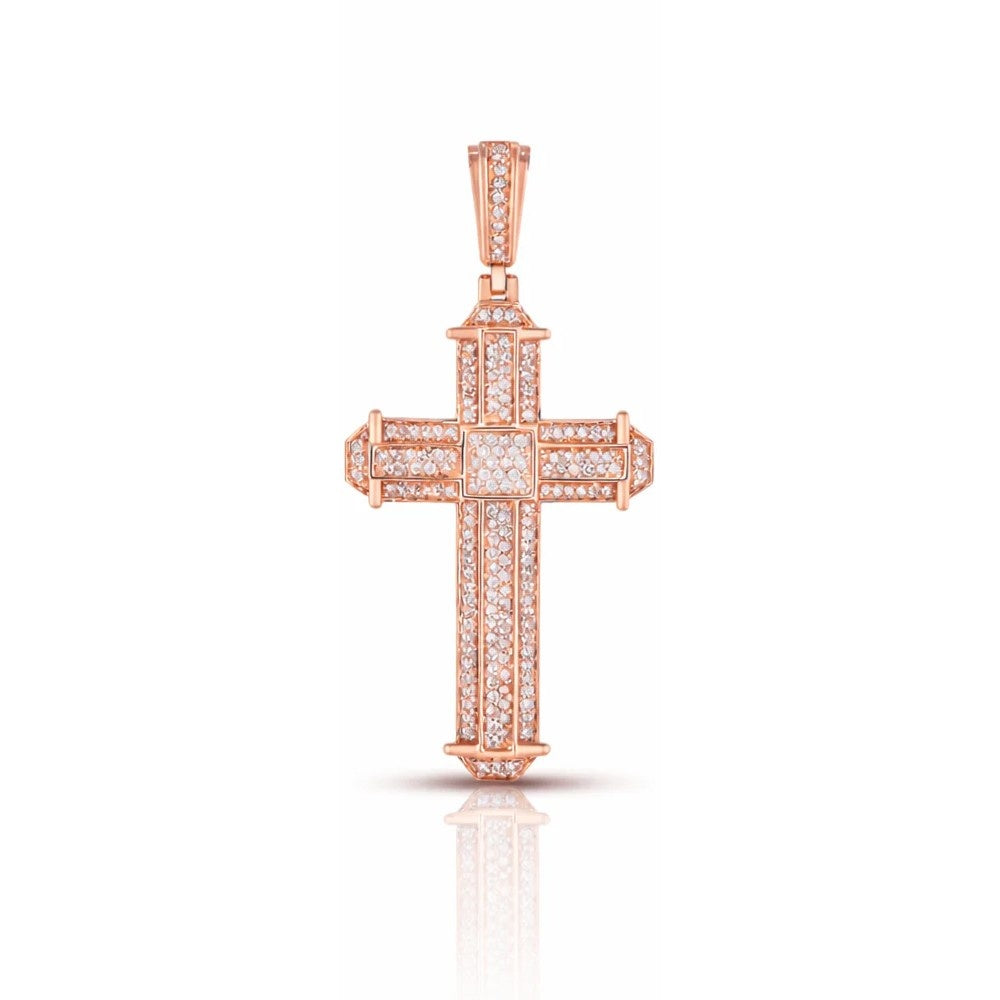 Full Pave Iced Cross Pendant – Statement Sterling Silver
