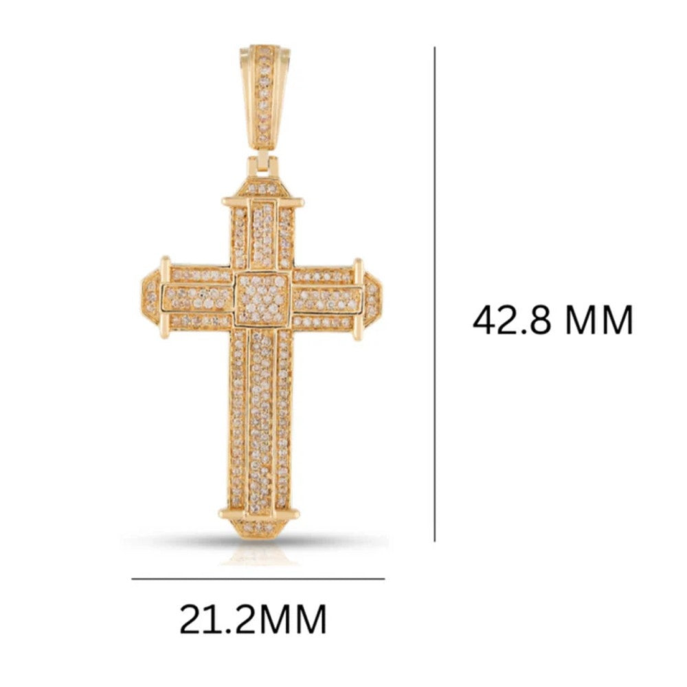 Full Pave Iced Cross Pendant – Statement Sterling Silver