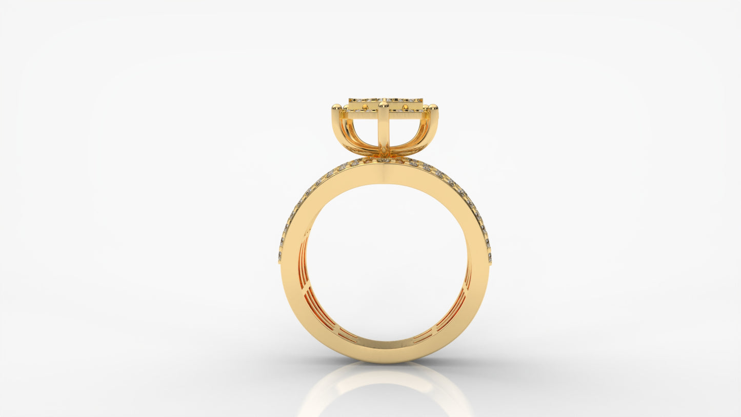 Gold ring with a diamond GLAM NYC