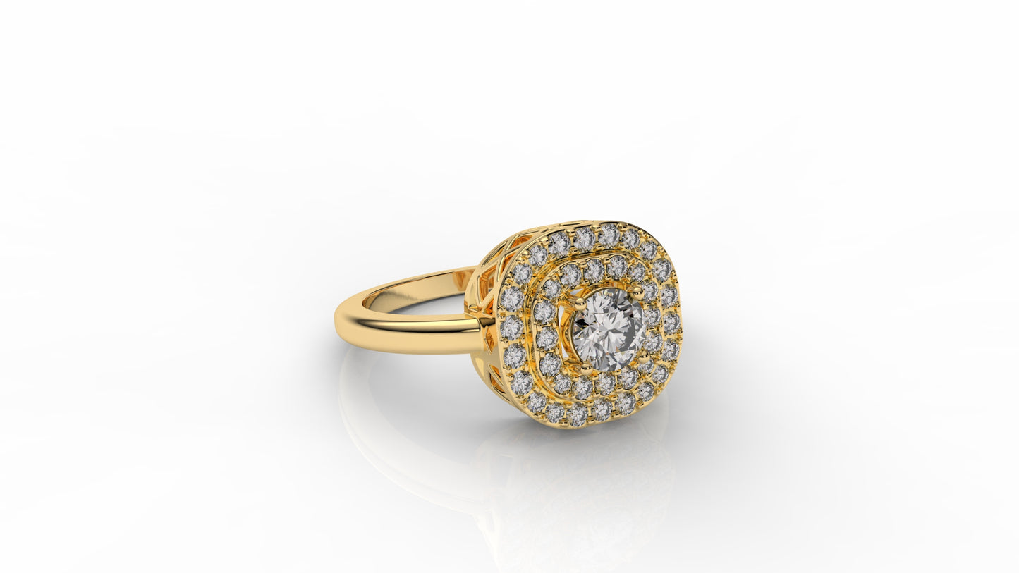 Gold ring with a diamond GLAM NYC