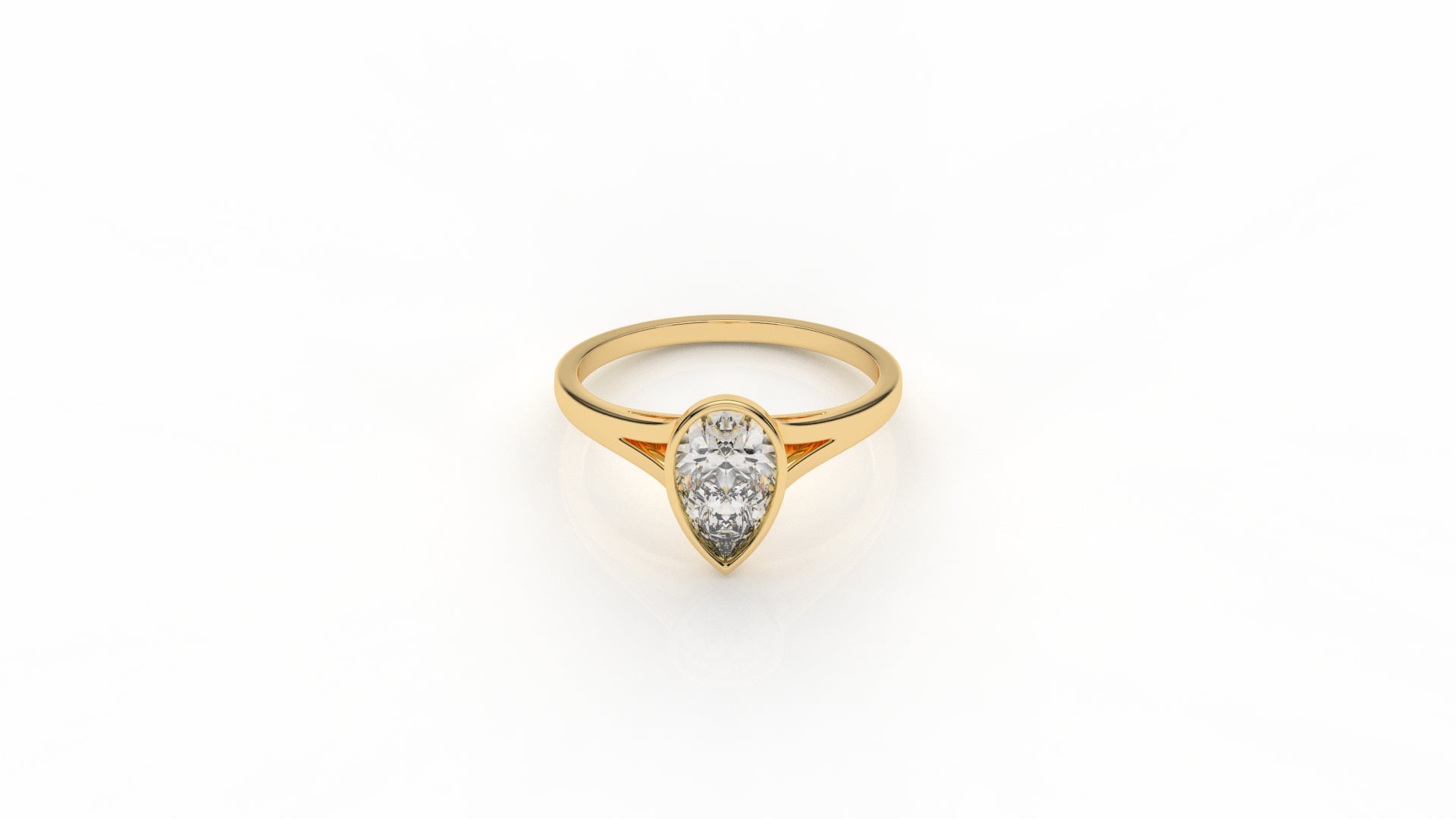 Gold ring with a pear-shaped diamond GLAM NYC