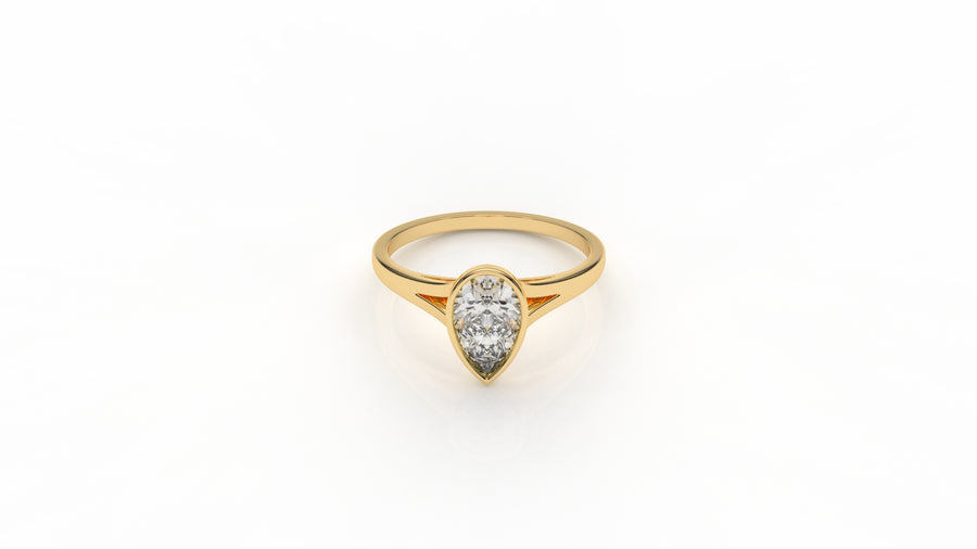 Gold ring with a pear-shaped diamond GLAM NYC