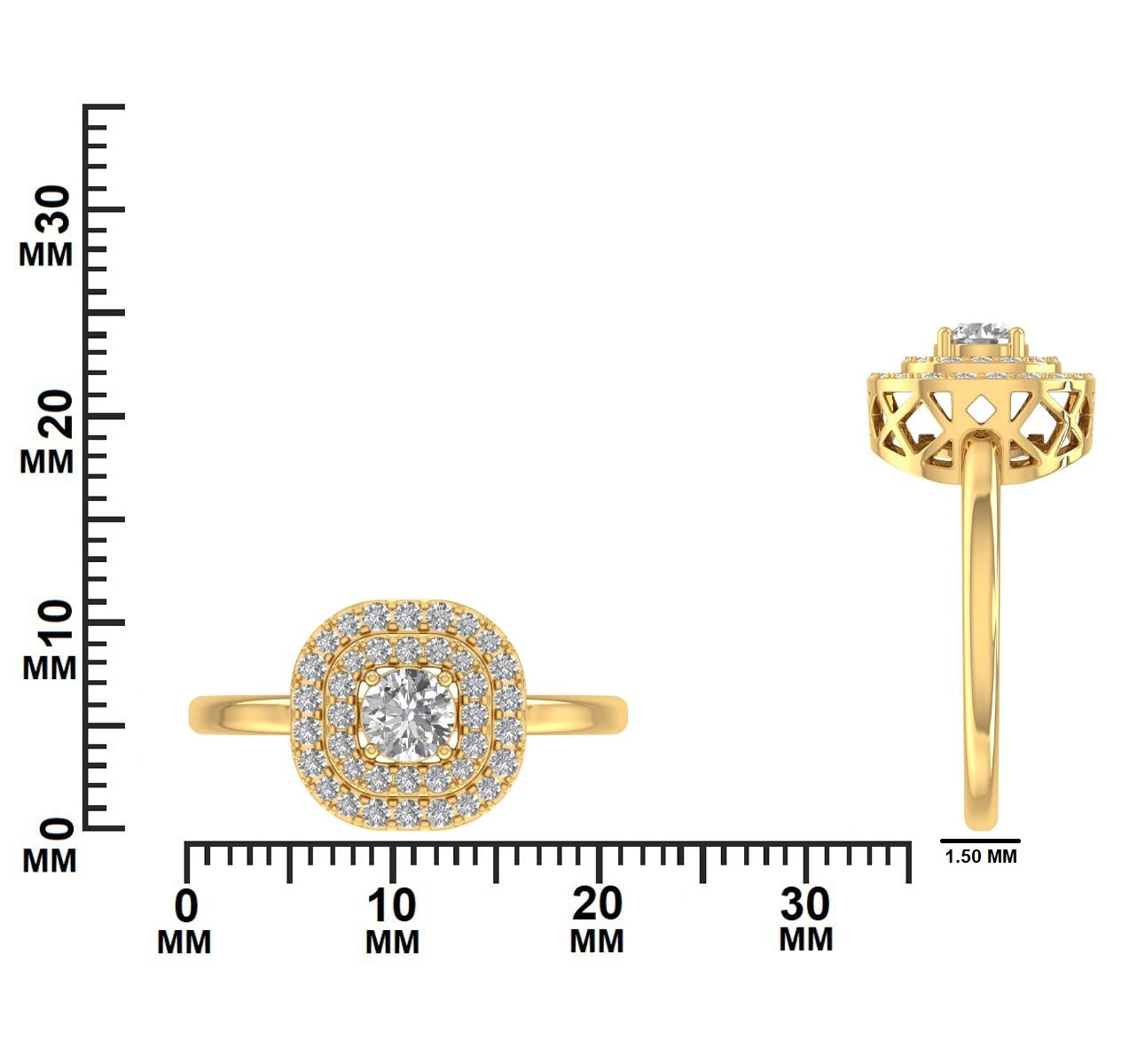Gold ring with diamond Glam NYC
