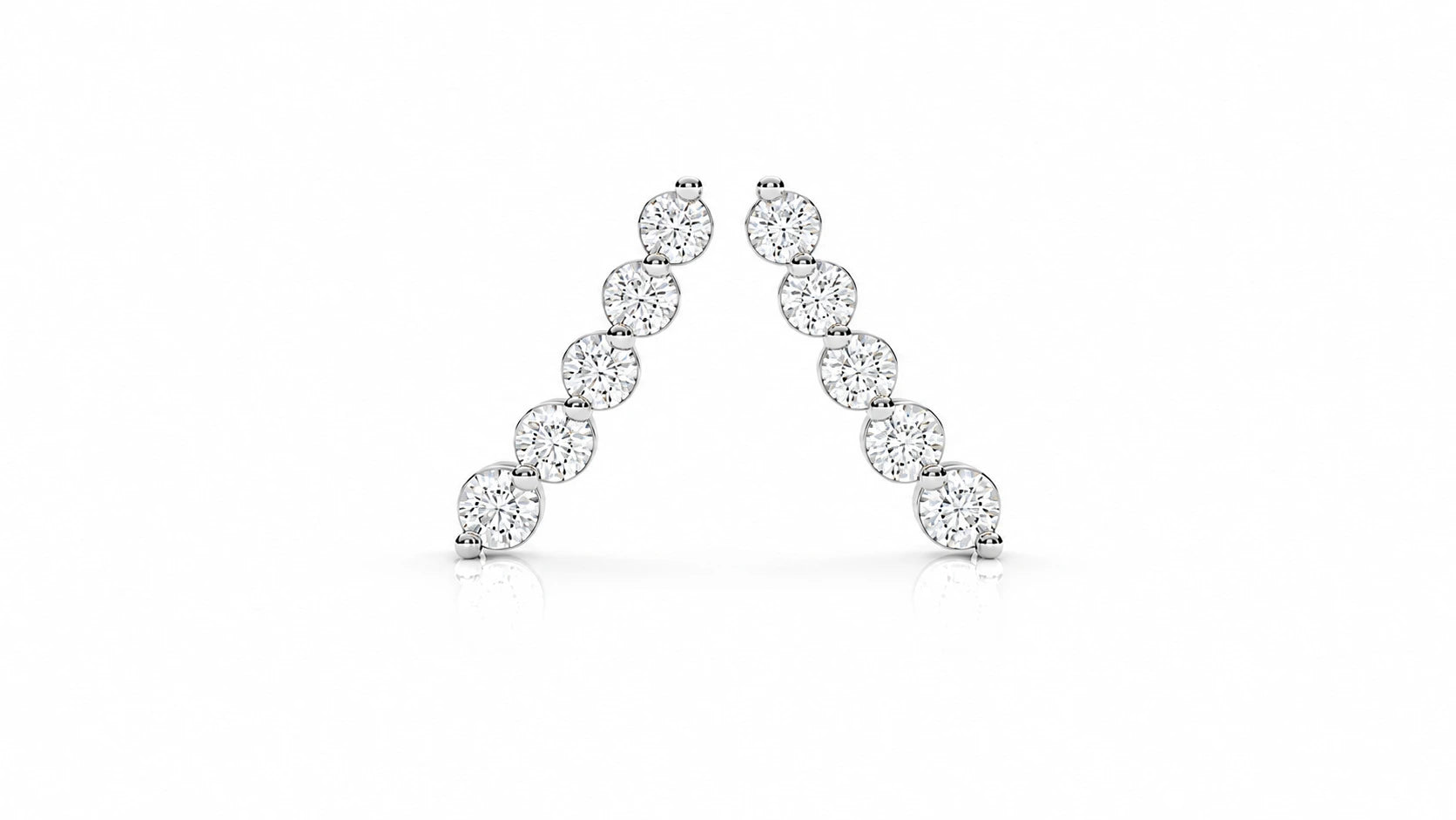 Graduated Diamond Climber Earrings – 0.58 CTW White Gold Front View