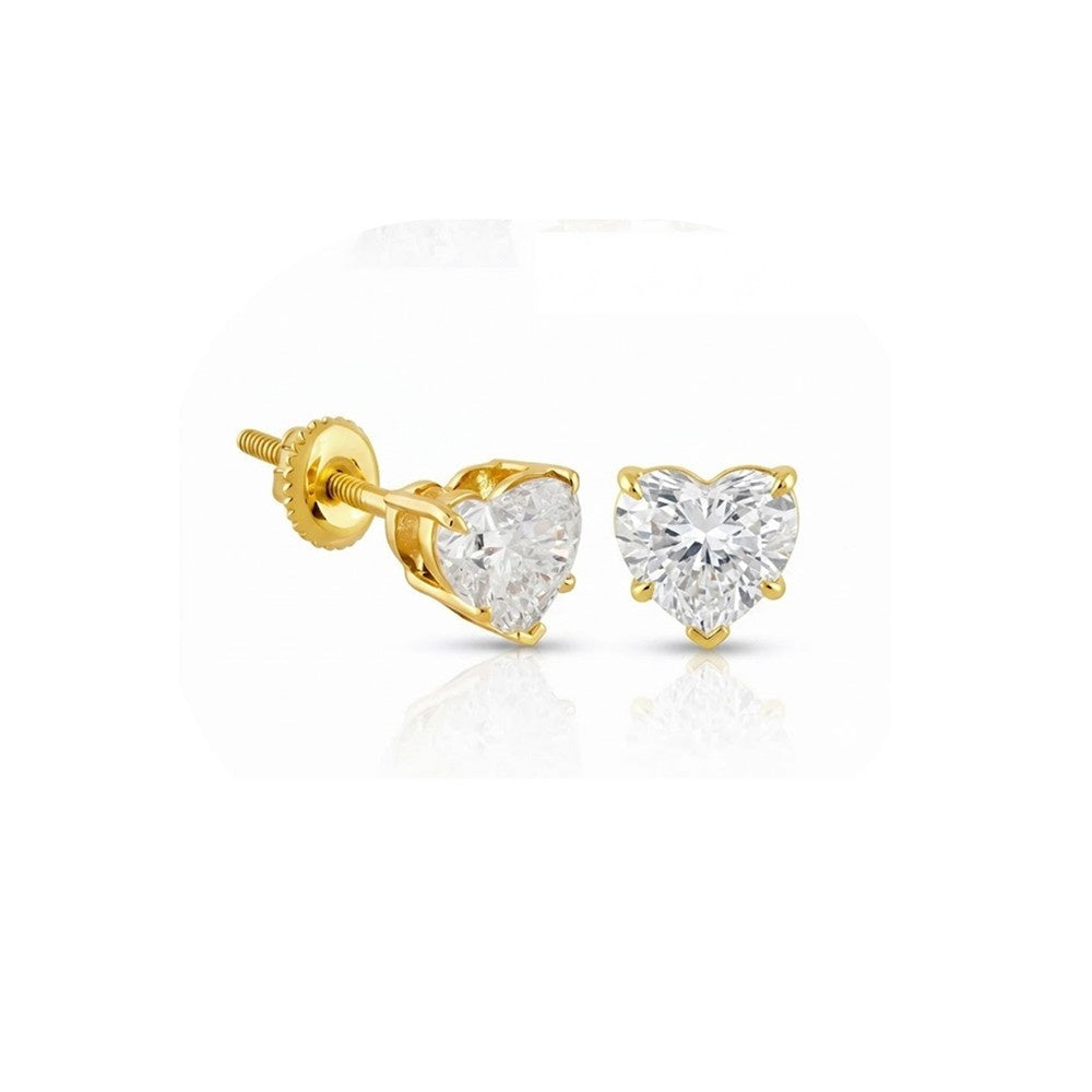 Heart Shaped 1Ct Lab Grown Diamond Stud Earrings