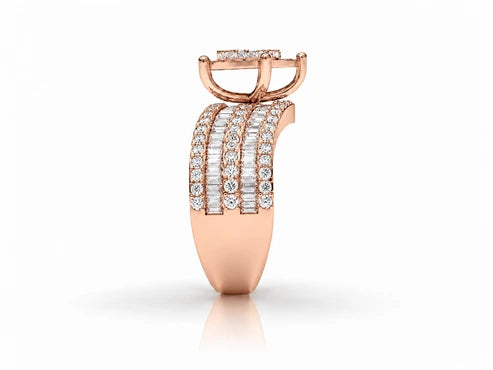 Heart Cluster Diamond Engagement Ring – 1.91 CTW - Rose Gold - Angled View
