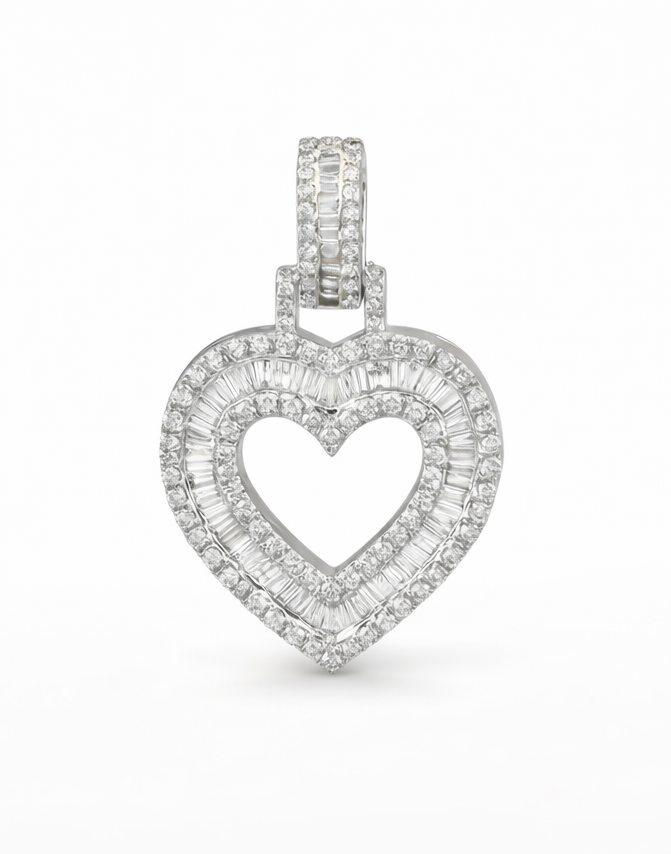 Iced Heart Lab Diamond Pendant (1.05ct Total)